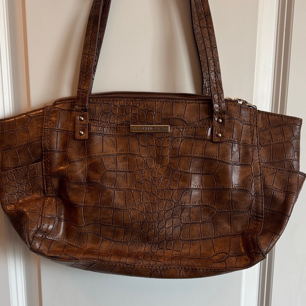 Relic Tan Crocodile-Patterned Tote